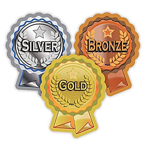 SuperStickers Rosettenaufkleber in Gold, Silber und Bronze, 120 Stück von SuperStickers