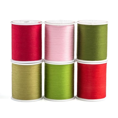 Superior Threads Sew Complete Polyester-Nähgarn, Quiltgarn, 300 m Spule, 6er-Pack (Rot und Grün) von Superior Threads