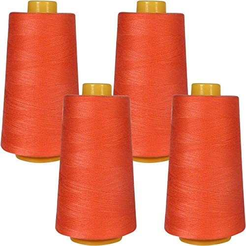 Superpunch Nähgarn, Polyester, 3000 m, SuperSew, Quilten, Overlockgarn (4 Stück, Koralle 1062) von Superpunch