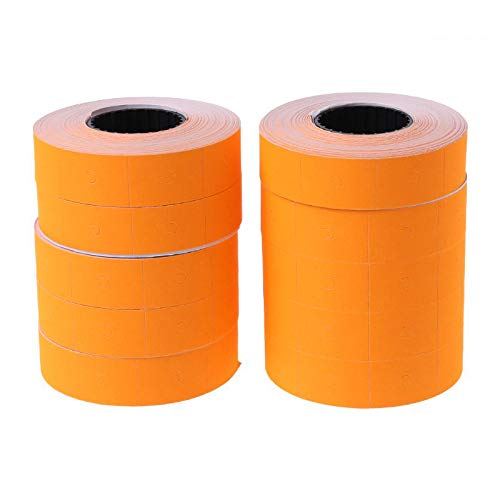 10 Rollen Preisauszeichen-Etiketten, 21 x 12 mm, Preis-Etiketten für einreihige Preismaschine (orange) von Supertool