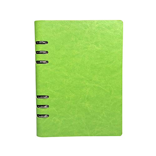 A5 nachfüllbares Notizbuch, PU-Leder, Loseblätter, Notizblock, klassisch, liniert, mit Tasche, für Geschäftstreffen, Reisetagebuch, Grasgrün von Supertool