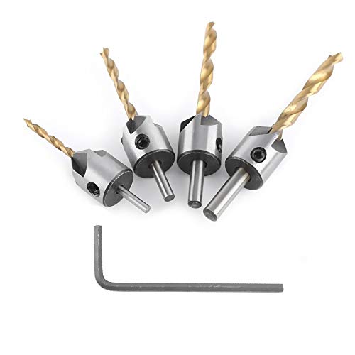 Supertool Nutbohrer-Set, Kegelsenker, Hochgeschwindigkeitsstahl, für Stahl, Aluminium, Kunststoff und Holz, Gold (3–6 mm, 4 Stück) von Supertool