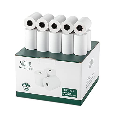 Supfive Thermorollen 57mm x 15m x 14mm, EC-Rollen Thermopapier, 50 x EC-Rollen, 57mm Kassenrollen Thermo Papierrollen für EC-Geldgeräte (EC Cash Rollen- 57mm x 36mm x14mm-15 Meter-50 Rollen) von Supfive