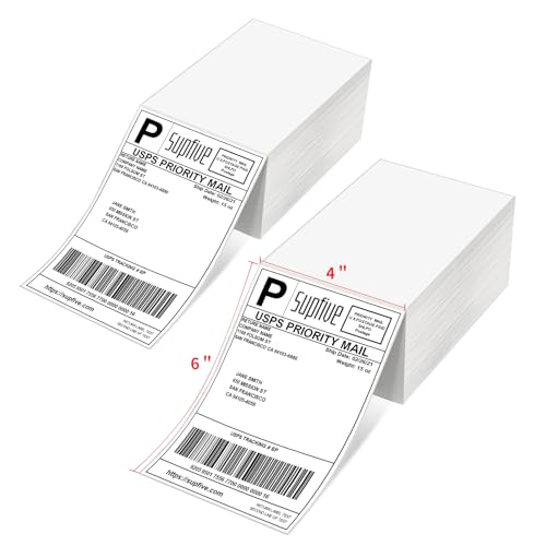 4" x 6" Etiketten Selbstklebend Direkte Thermoetiketten Phomemo Etiketten für Logo, Adresse, Versand, Pakete, kompatibel mit Rollo Thermopapier Versandetiketten (1000 Stück 10.2 x 15.2 cm) von Supfive