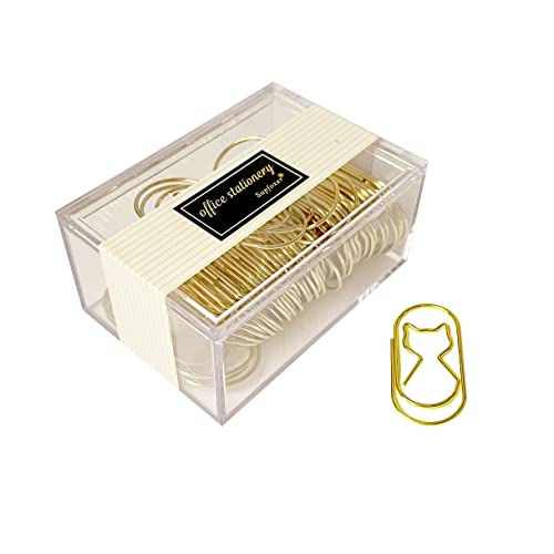 Gold Jumbo Büroklammern – 50 Stück, große 5,1 cm große Büroklammern in Katzenform, rutschfest, glatter Draht, breite Büroklammern für Lesezeichen, Büro- und Schulbedarf von Supfoxer