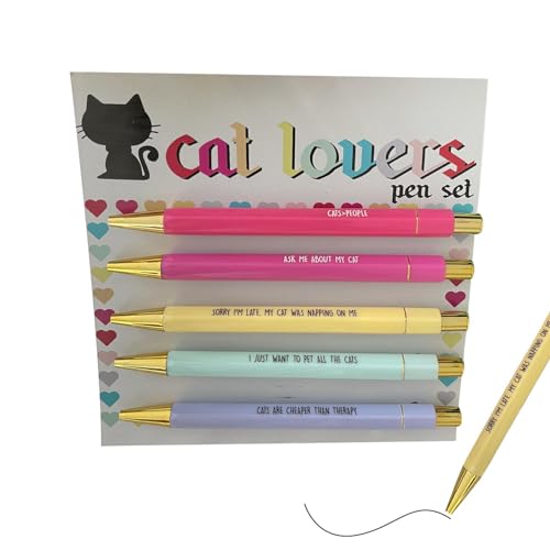 Lustige Stifte für die Arbeit, lustige Stifte für Kinder - Glatt schreibende Kugelschreiber im 5er-Set - Tragbare schwarze Stifte in leuchtenden Farben. Lustige Arbeitsstifte von Suphyee