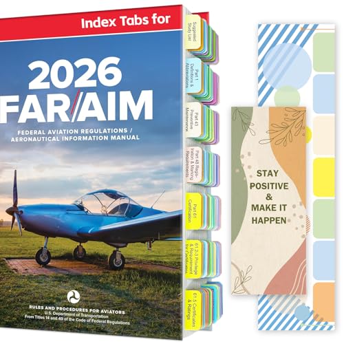 Aktualisierte FAR/AIM 2026 Registerkarten für Privatpiloten, 68 bedruckte Tabs + 12 leere, farbcodierte und reißfeste Index-Tabs, mit Platzierungsanleitung und Lesezeichen (Buch nicht im Lieferumfang von Supinsta