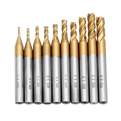 6/10 Stück 4 Flöten HSS-Titanbeschichtung Schaftfräser 6 mm Schaft CNC-Fräserbohrer for Holz Stahl 1,5-6 mm 2-6 mm(10pcs) von Supkancl