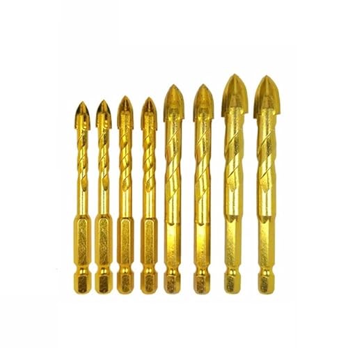 8 stücke 1/4 "Sechskantschaft Twist Glas Bits Titanbeschichtetes Glas Bohrer Set 6 8 10 12mm Fliesen Beton Kreuzspitze Loch Bit Fliesen 02017 von Supkancl