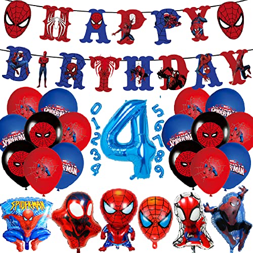 Spiderman Geburtstag Party Dekorationen – Spiderman Luftballon Happy Birthday Banner balloons Große Folienballons für Kinder Jungen, Mädchen Superhelden Themen Dekorationszubehör Party Supplies (4) von Supmehero
