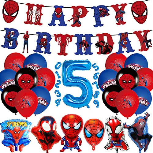 Spiderman Geburtstag Party Dekorationen – Spiderman Luftballon Happy Birthday Banner balloons Große Folienballons für Kinder Jungen, Mädchen Superhelden Themen Dekorationszubehör Party Supplies (5) von Supmehero