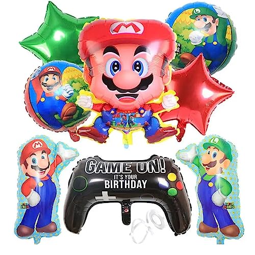 Super Marios Geburtstag Party Dekoration Zubehör - Mario Luftballons,Mario Bros Folienballons Spiel themed Geburtstagsparty Zubehör für Kinder Baby Mädchen oder Jungen Party Deko von Supmehero