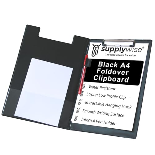 Supplywise Schwarz Foldover Klemmbrett A4, Mehrzweck-Klemmbretter A4 Klemmbrett Ordner, Low Profile Clip, Dokument Organizer Klemmbrett mit Stifthalter, Klemmbretter für Schule, Zuhause & Büro Supplywise Schwarz Foldover Klemmbrett A4, Mehrzweck-Klemmbretter A4 Klemmbrett Ordner, Low Profile Clip, Dokument Organizer Klemmbrett mit Stifthalter, Klemmbretter für Schule, Zuhause & Büro von Supplywise