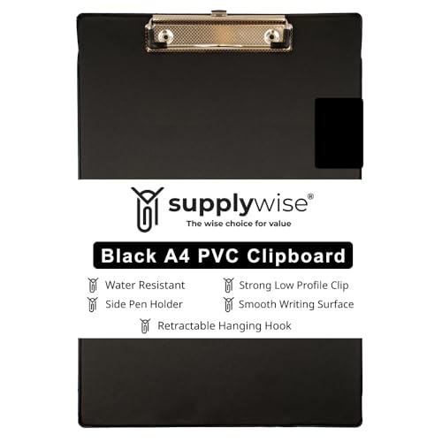 Supplywise Schwarzes Klemmbrett A4, Mehrzweck-Klemmbretter A4 Klemmbrett Ordner, Low Profile Clip, Dokument Organizer Klemmbrett mit Stifthalter, Klemmbretter für Schule, Zuhause & Büro Supplywise Schwarzes Klemmbrett A4, Mehrzweck-Klemmbretter A4 Klemmbrett Ordner, Low Profile Clip, Dokument Organizer Klemmbrett mit Stifthalter, Klemmbretter für Schule, Zuhause & Büro von Supplywise