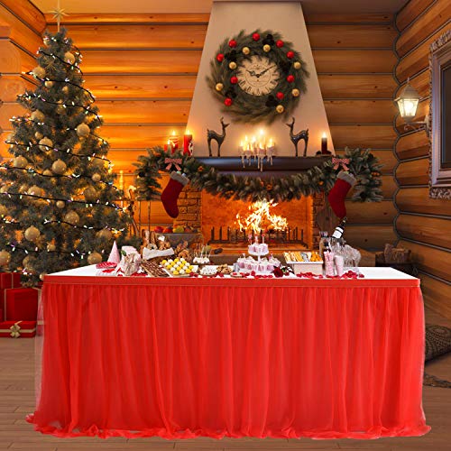 Suppromo Tischrock aus Tüll-Tütü, Rüschen, Tischrock, für Abschlussfeier, Babyparty, Geburtstag, Party, Hochzeit, Weihnachten, Dekoration, Rot, 4,3 m lang x 76,2 cm hoch Suppromo Tischrock aus Tüll-Tütü, Rüschen, Tischrock, für Abschlussfeier, Babyparty, Geburtstag, Party, Hochzeit, Weihnachten, Dekoration, Rot, 4,3 m lang x 76,2 cm hoch von Suppromo