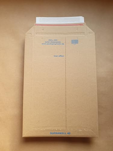 100 St Suprawell SW40 Großbrief Format Versandtaschen 250x353 mm bis 25 mm Füllhöhe aus feiner Wellpappe 100 St Suprawell SW40 Großbrief Format Versandtaschen 250x353 mm bis 25 mm Füllhöhe aus feiner Wellpappe von Suprawell
