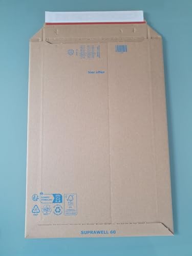 100 St Suprawell SW60 Versandtaschen 290x410 mm bis 25 mm Füllhöhe aus feiner Wellpappe 100 St Suprawell SW60 Versandtaschen 290x410 mm bis 25 mm Füllhöhe aus feiner Wellpappe von Suprawell