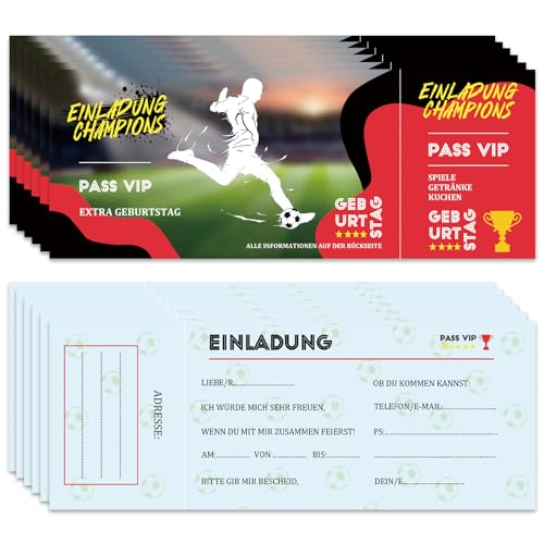 12x Eintrittskarte Fussball Einladungskarten Kindergeburtstag Junge, Partyeinladungen Einladungskarten Geburtstag für Jungen und Mädchen - Fussball Deko Geburtstag Kinder 12x Eintrittskarte Fussball Einladungskarten Kindergeburtstag Junge, Partyeinladungen Einladungskarten Geburtstag für Jungen und Mädchen - Fussball Deko Geburtstag Kinder von SupreLuck