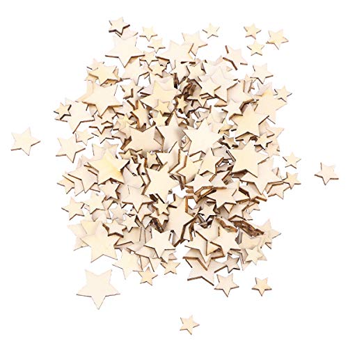 200 Stücke Holzsterne Holzscheiben Baumscheiben Naturholzscheiben für Weihnachtsbaum Anhänger Hochzeit Basteln DIY Baumschmuck Holz Streudeko Tischdeko Weihnachtsdeko (Stern) von Supvox