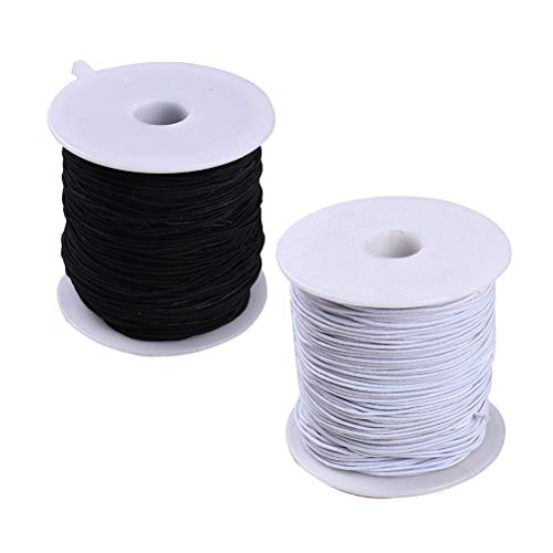 DIY Perlen Faden Schnur Elastische Seil für Armband Halskette DIY Schmuckherstellung 2 Stücke 0,8 mm (Schwarz und Weiß) von Supvox