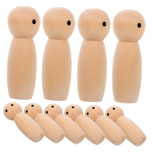SUPVOX 10 Stück Teiliges Unbemalter Holzfiguren zum Bemalen DIY Holzpuppen für Kreative Bastelprojekte Natürliche Steckpuppen für Kinderzimmerdekoration und Handgemachte Geschenke von Supvox