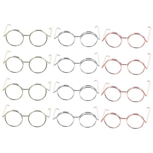 SUPVOX 12 Stück Brille Spielzeugzubehör Puppe mini Deko-Puppe Mini-Sonnenbrille Puppenbrille Puppe Sonnenbrille Brille zum Anziehen der Puppe Puppenzubehör Kupferkabel von Supvox