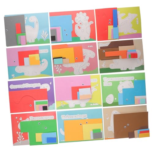 SUPVOX 12 Stück Dinosaurier Puzzle Sticker Bastelset DIY Tierpuzzle zur Feinmotorik Logisches Denken Vorschule Geschenk von Supvox