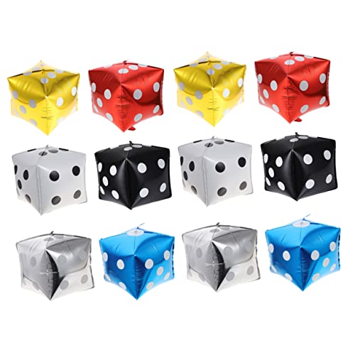 SUPVOX 12 Stück Teiliges Aluminiumfolie Würfelballons Metallisch Glänzend Gold Silber Rot Blau Wiederverwendbare Party Deko für Geburtstag Fotorequisiten Spielveranstaltungen von Supvox