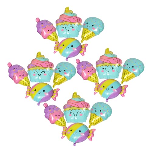 SUPVOX 16 Stück Teiliges Aluminiumfolie-ballon Eiscreme und Candy-motiv Wiederverwendbare Geburtstags Deko Einfache Befüllung Vielseitig für Süße Partythemen und Hochzeiten von Supvox