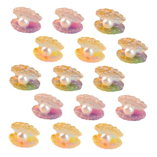 SUPVOX 16 Stück Teiliges Resin Muschel mit Leuchtenden Perlen DIY Bastelzubehör Fluoreszierende Kompakte Schmuckanhänger für Micro Landschaften Aquarien und Geschenkideen von Supvox