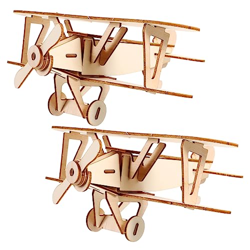 SUPVOX 2 Sätze Holzflugzeug Puzzle Modell DIY Lernspielzeug Sicherer Holzbausatz mit Glatter Oberfläche Realistisches Flugzeug Modell für Jungen und Mädchen Dekoratives Lernspielzeug von Supvox