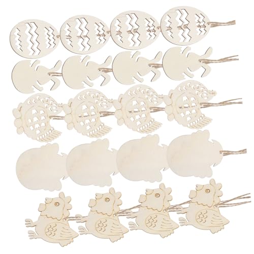 SUPVOX 20 Stück Osterdekoration Holzanhänger Teiliges Diy Unbemalte Holzstücke für Bastelset zum Bemalen Bastelaktivität für Ostern und Partys von Supvox