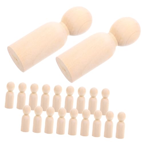 SUPVOX 20 Stück Teiliges Unbemalte Holzfiguren zum Bemalen Natürliche Holz Peg Dolls Leichte DIY Holzpuppen für Sichere Handgefertigte Holzfiguren als und Festdekor von Supvox
