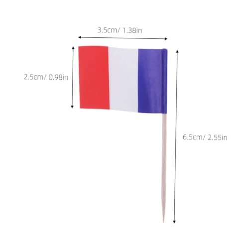 SUPVOX 200 Stück Frankreich Flagge Cocktail Picks aus Mini Party Fruit Picks für Kuchen Snacks Fingerfood Dekorative Nationalflagge Zahnstocher für Feiern und Events von Supvox