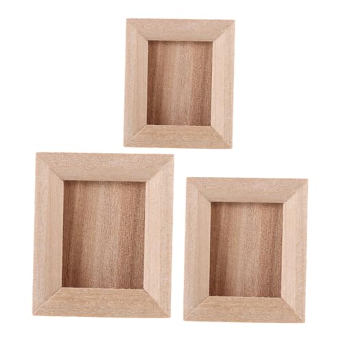 SUPVOX 3 Stück Mini Fotorahmen Ornamente Miniatur Hauszubehör Puppenhaus Szenerie Requisiten Fotorahmen Modell Puppenhaus Fotorahmen Miniatur Bilderrahmen Foto Requisiten Holz von Supvox