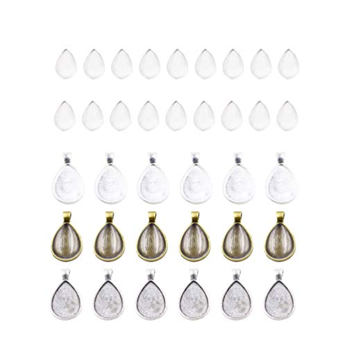 SUPVOX 36 Stücke Lünette Anhänger Rohlinge Glascabochons Kuppel Set Eardrop Anhänger Lünette Rohlinge für Schmuck Machen Halskette Armband (Mischfarbe) von Supvox