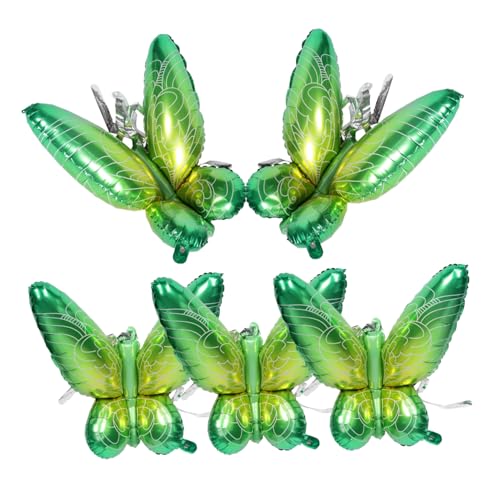 SUPVOX 5 Stück Flügel Ballon Partyballons Schmetterlingsflügel Luftballons Schmetterlings-Gastgeschenke Kinderschmetterling Dekorative Luftballons Ballongirlande Aluminiumfolie Green von Supvox