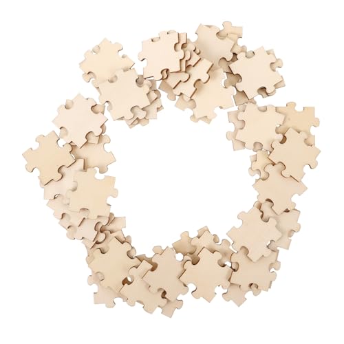 SUPVOX 50 Stück Teiliges Holzpuzzle Bastelset Natürliche Blanko Puzzle Teile zum Bemalen und Gestalten Sichere DIY Holzklötze für Kreative Dekoration und Familienaktivitäten von Supvox