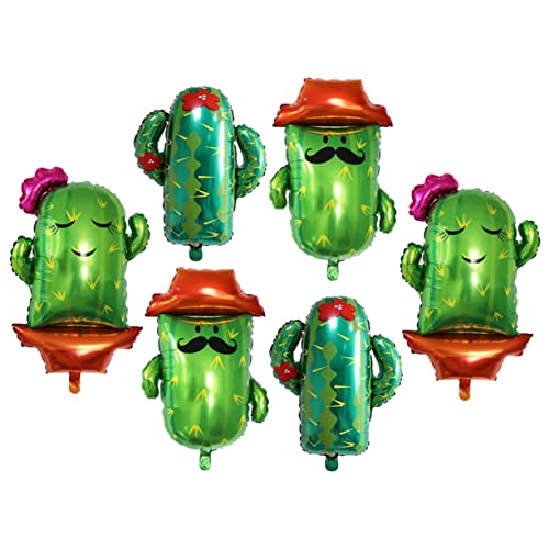 SUPVOX 6 Stück Cactus Ballons Kaktus Folienballons für Geburtstagsfeiern Sommerpartys und Mexikanische Luftballons Leuchtenden Farben zur Dekoration von Supvox