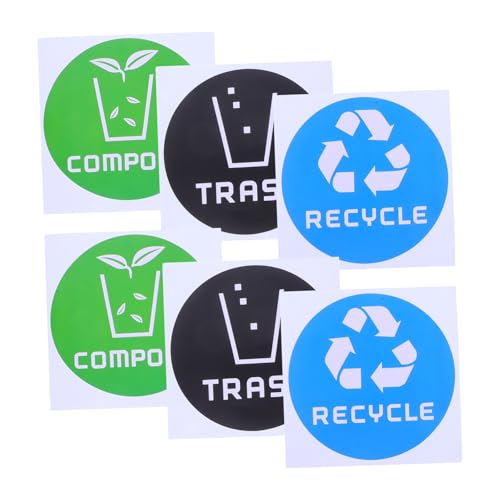 SUPVOX 6 Stück Müllsortierbehälter Etikett Recycling Schild Aufkleber Mülleimer Etiketten Müll Recycling Etiketten Recycling Etiketten Müll Etiketten von Supvox