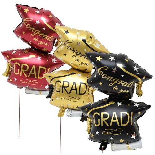 SUPVOX 6 Stück Teiliges Aluminiumfolie Luftballons in Gold Rot Schwarz Abschlussmütze Langlebige Dekoration für Abschlussfeier Party Favor Raumgestaltung für Schule und Universität SUPVOX 6 Stück Teiliges Aluminiumfolie Luftballons in Gold Rot Schwarz Abschlussmütze Langlebige Dekoration für Abschlussfeier Party Favor Raumgestaltung für Schule und Universität von Supvox