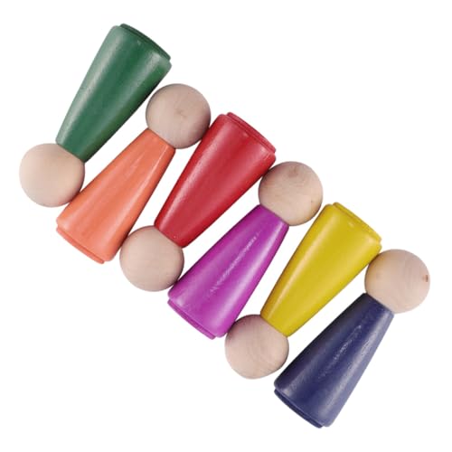 SUPVOX 6 Stück Teiliges Unbemalte Holz Peg Puppen aus Robustem Holz DIY Bastelfiguren zum Bemalen Kreative Kleine Holzfiguren für Dekoration und Kinderzimmer Naturbelassene Holzpuppen von Supvox