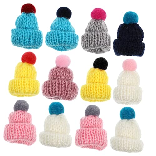 SUPVOX 60 Stück Teiliges Mini Strickmützen Liebevolle Verschleißfeste Puppenhüte Vielseitiges Bastelzubehör Wiederverwendbar für DIY Dekorationen Weihnachtsmützen und von Supvox