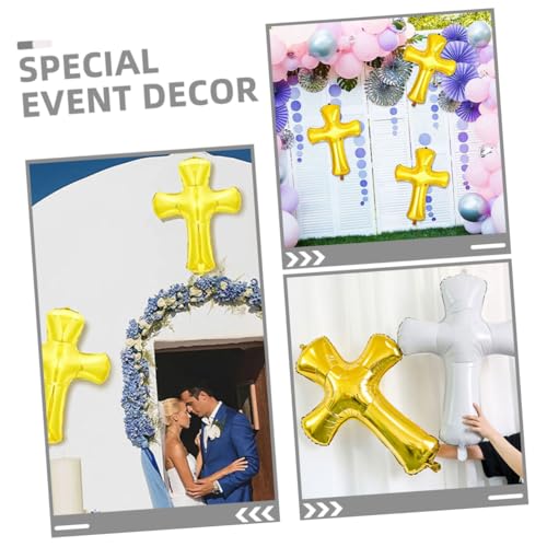 SUPVOX 9 Stück Teiliges Kreuzform Folienballon Langlebige Aluminiumfolie Bunte Farben Weiß Silber Gold Dekoration für Taufen Kommunion Religiöse Party und Heimdeko von Supvox