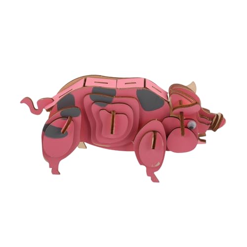 SUPVOX Holzpuzzle Holztierrätsel DIY Animal Puzzle Holzbausätze Für Holzstiel-Puzzles Tiermodelle Aus Holz Bildungsrätsel Für Bausätze Aus Holz Tiermodell Selber Machen Rosa von Supvox