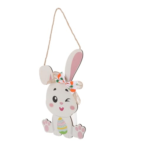 SUPVOX Osterhase Holz Türschild Handgefertigt Frühlingsdeko Hasenmotiv Langlebiges Holzschild Haustür Osterfest Dekoration Süßer Holzanhänger für Zuhause von Supvox