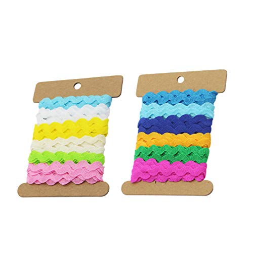 SUPVOX Spitzenband Rosa Blau Weiß Handwerk gewellt Sechs Farben Spitze zum Nähen 2 Rollen 8 mm Spitze Rolle Spitze Stoff Spitze von Supvox