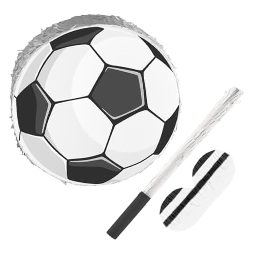 Supvox 1 Satz Bunte Fußball Pinata mit Stick und Augenbinde für Kindergeburtstagsfeiern Partydekoration für Sport Mottopartys und Schulveranstaltungen von Supvox
