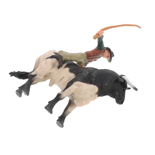 Supvox 1 Satz Cowboy-Modell Stier Cowboys Simulation Kuh Kinderspielzeug Cowboy Tischdekoration Bullenstatue Western Cowboy realistische Tierfigur Bullenmodell Harz von Supvox