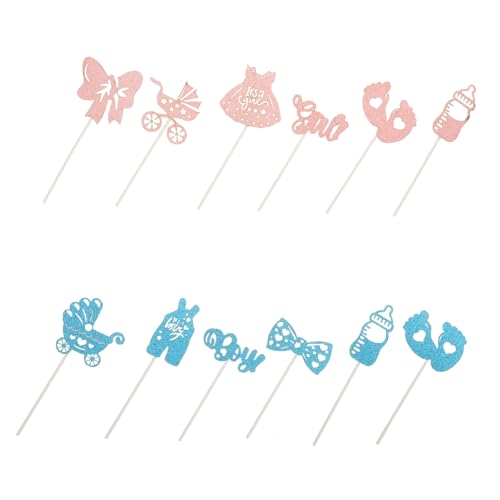 Supvox 1 Satz Geschlecht offenbaren Requisiten Geschlecht offenbaren Topper Kuchen Dekorationen Süße Kuchen Deko Cupcake-Topper für Mädchen Geschlecht enthüllen Kuchendekorationen Papier von Supvox